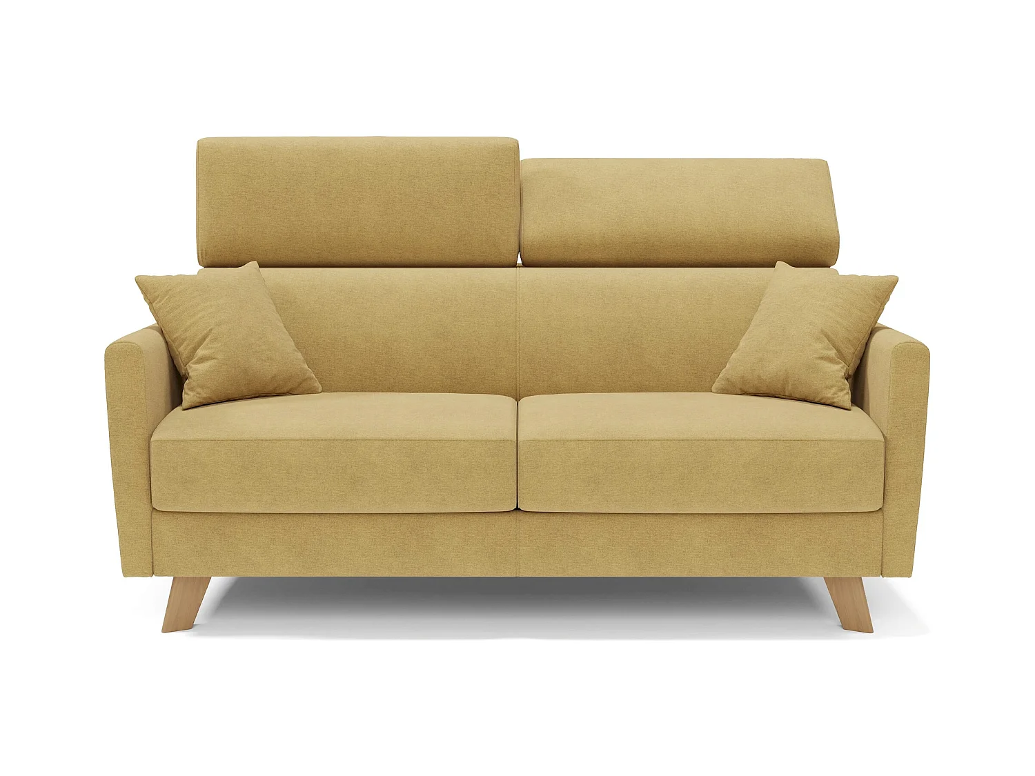 Francy Canapé convertible avec têtières réglables en tissu T17 200 cm (mat. 160x197) Jaune