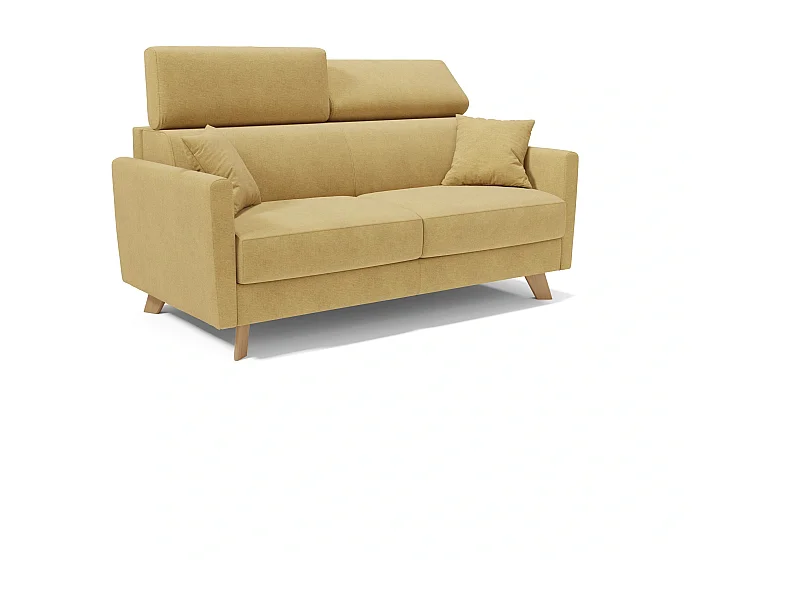 Francy Canapé convertible avec têtières réglables en tissu T17 200 cm (mat. 160x197) Jaune