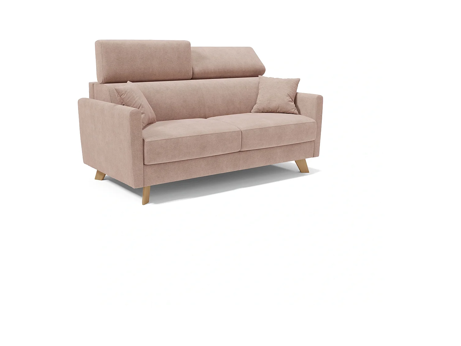 Francy Canapé convertible avec têtières réglables en tissu T17 160 cm (mat. 120x197) Rose