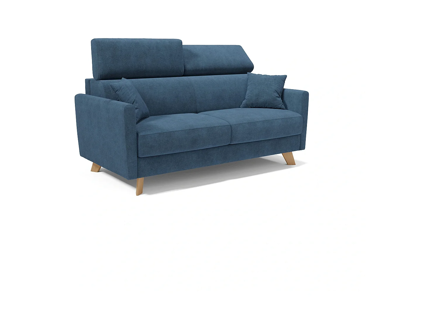 Francy Divano letto matrimoniale con poggiatesta regolabili in tessuto impermeabile e smacchiabile T17 160 cm (mat. 120x197) blu