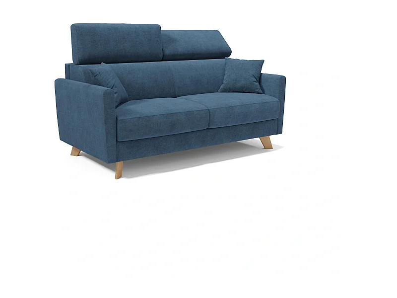 Francy Schlafsofa mit verstellbaren Kopfstützen aus abwaschbarem Stoff T17 160 cm (mat. 120x197) Blau