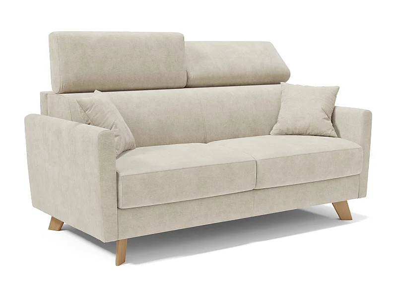 Francy Schlafsofa mit verstellbaren Kopfstützen aus abwaschbarem Stoff T17 180 cm (mat. 140x197) Creme