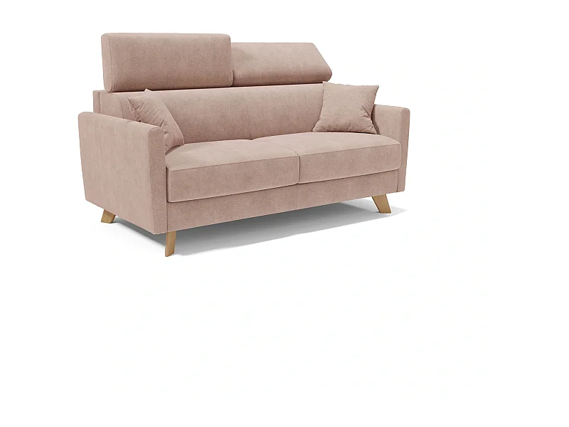 Francy Schlafsofa mit verstellbaren Kopfstützen aus abwaschbarem Stoff T17 180 cm (mat. 140x197) Rosa