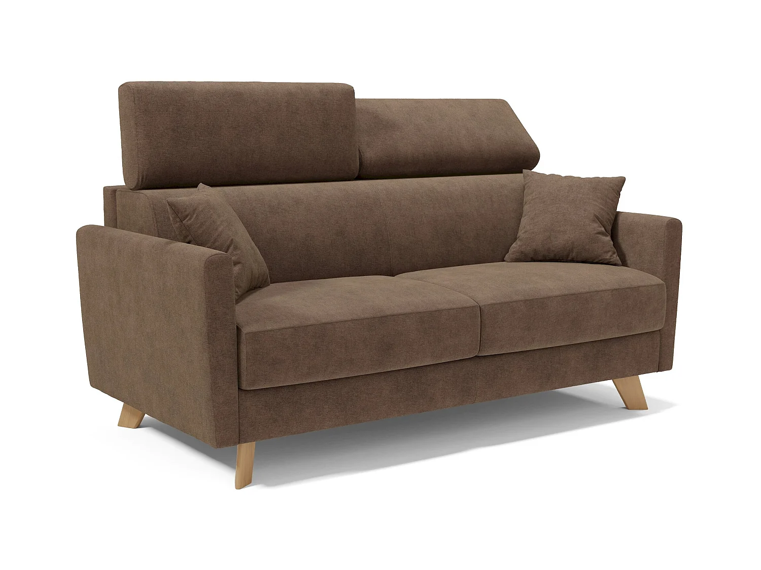 Francy Divano letto matrimoniale con poggiatesta regolabili in tessuto impermeabile e smacchiabile T17 200 cm (mat. 160x197) marrone