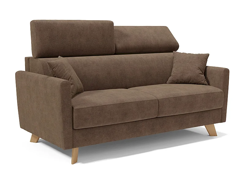 Francy Schlafsofa mit verstellbaren Kopfstützen aus abwaschbarem Stoff T17 200 cm (mat. 160x197) Braun