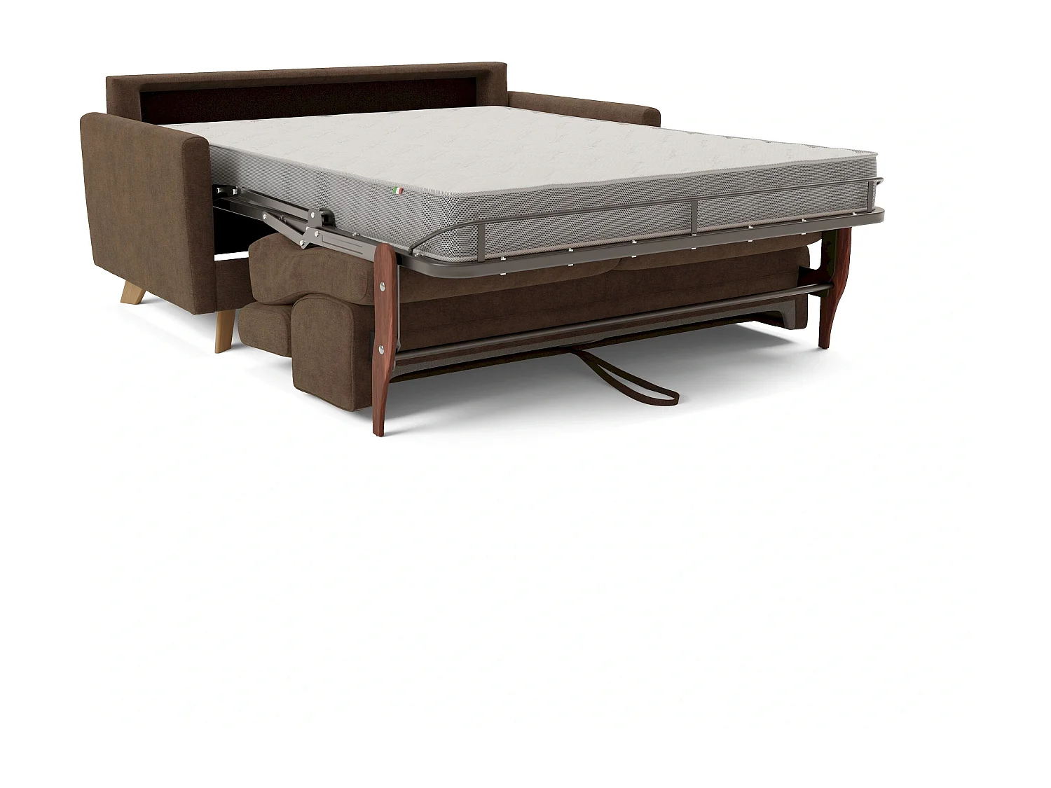 Francy Divano letto matrimoniale con poggiatesta regolabili in tessuto impermeabile e smacchiabile T17 160 cm (mat. 120x197) marrone