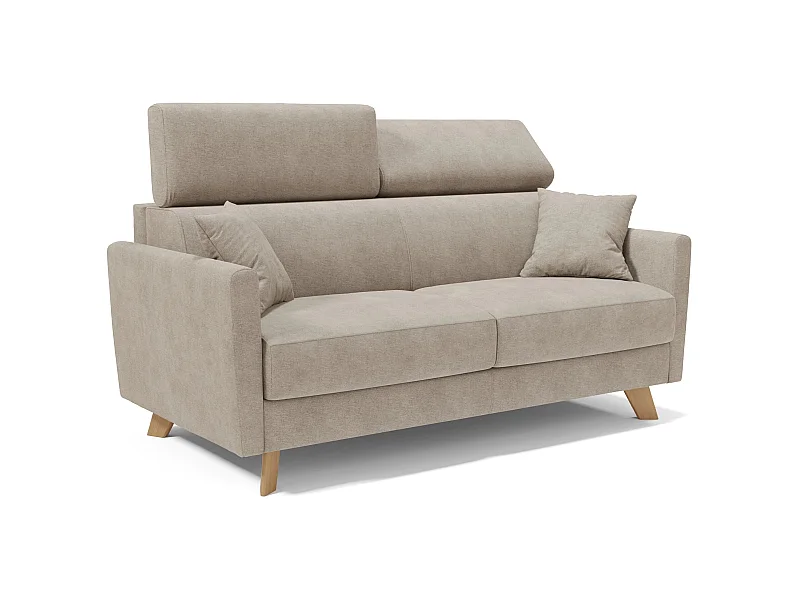 Francy Schlafsofa mit verstellbaren Kopfstützen aus abwaschbarem Stoff T17 180 cm (mat. 140x197) Beige