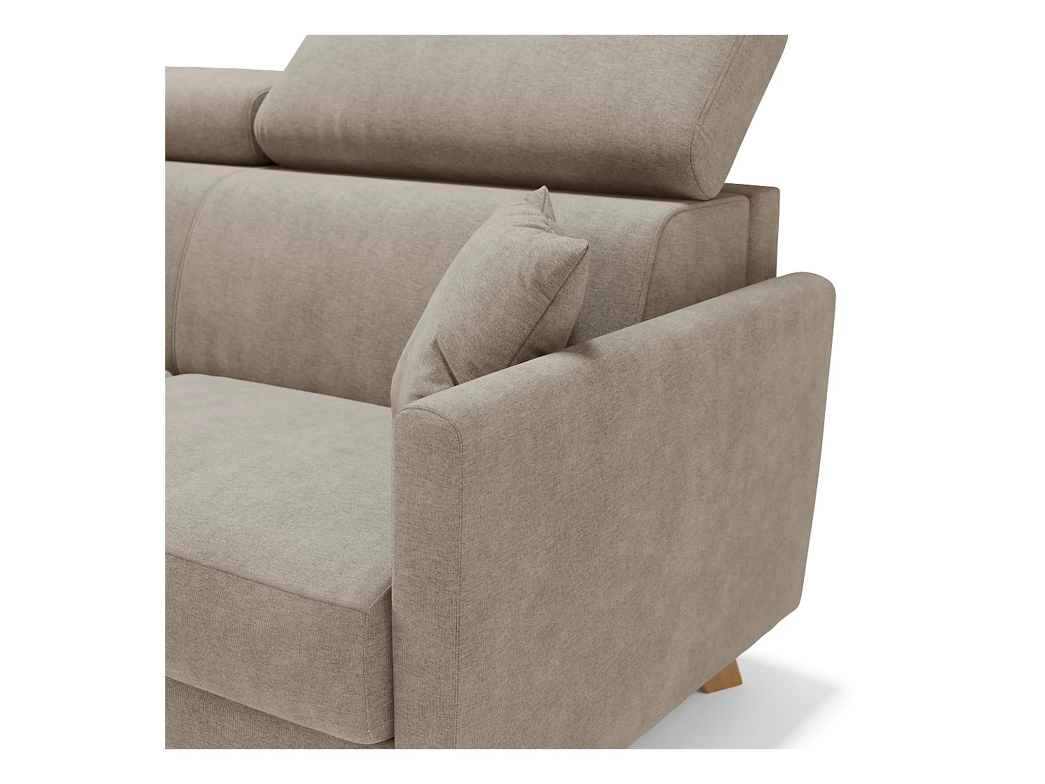 Francy Schlafsofa mit verstellbaren Kopfstützen aus abwaschbarem Stoff T17 180 cm (mat. 140x197) Beige