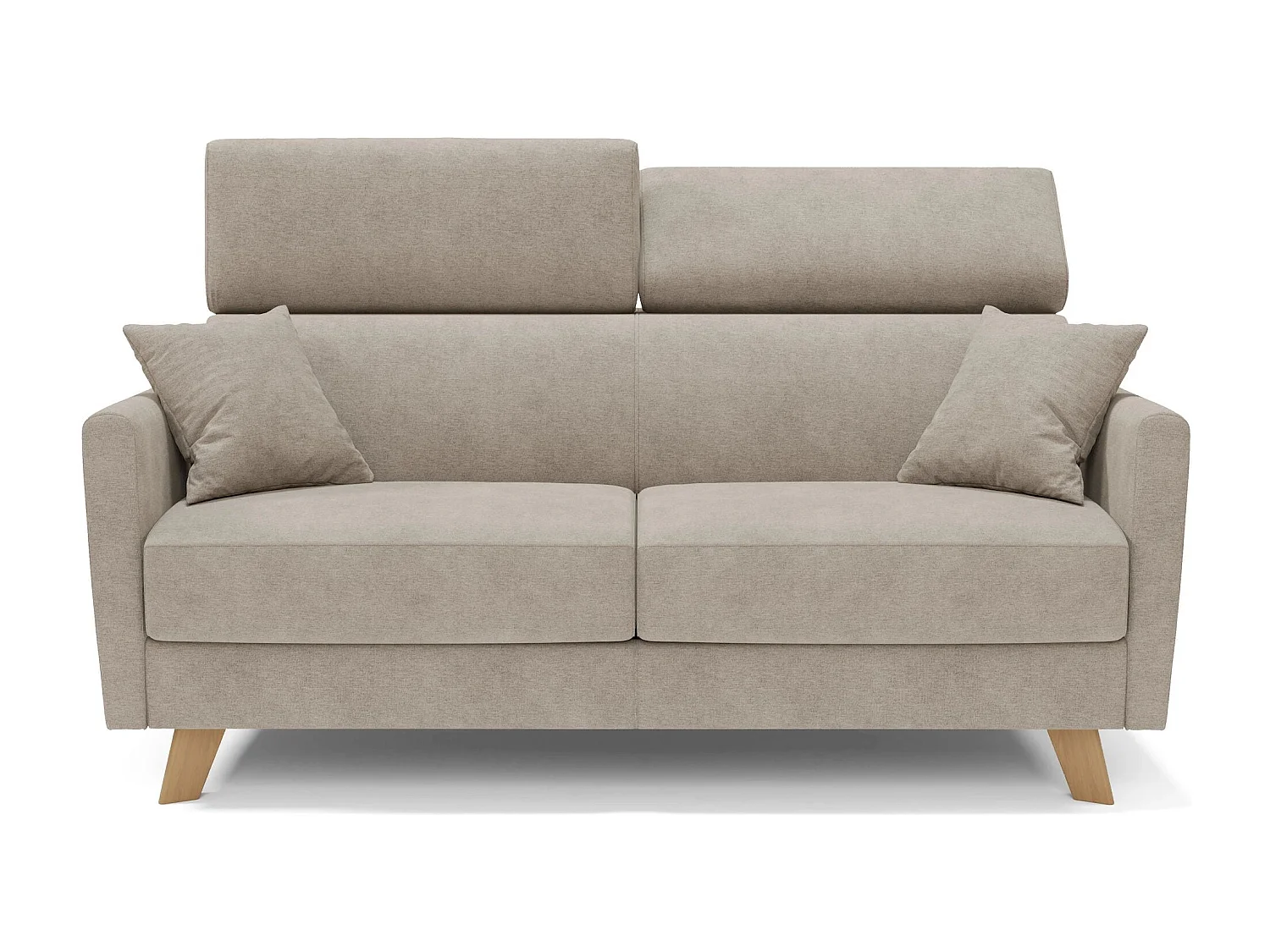 Francy Canapé convertible avec têtières réglables en tissu T17 180 cm (mat. 140x197) Beige