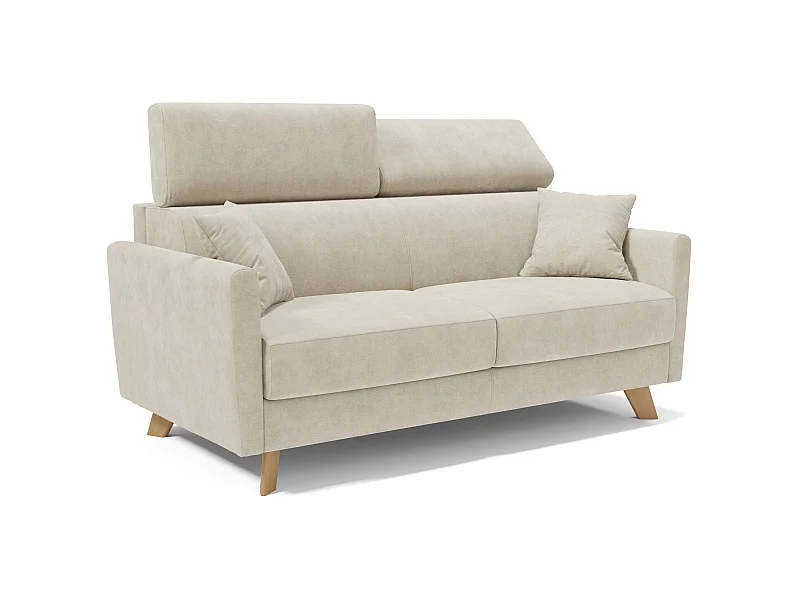 Francy Divano letto matrimoniale con poggiatesta regolabili in tessuto impermeabile e smacchiabile T17 200 cm (mat. 160x197) panna