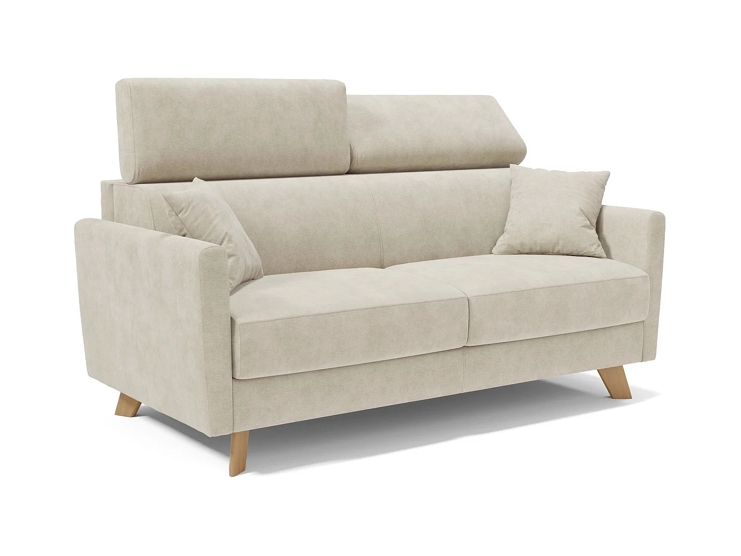 Francy Sofá cama con reposacabezas ajustables 200 cm (mat. 160x197) Crema