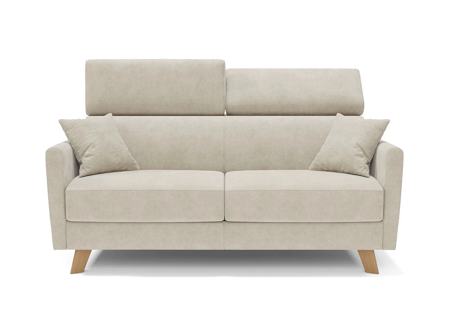 Francy Sofá cama con reposacabezas ajustables 200 cm (mat. 160x197) Crema