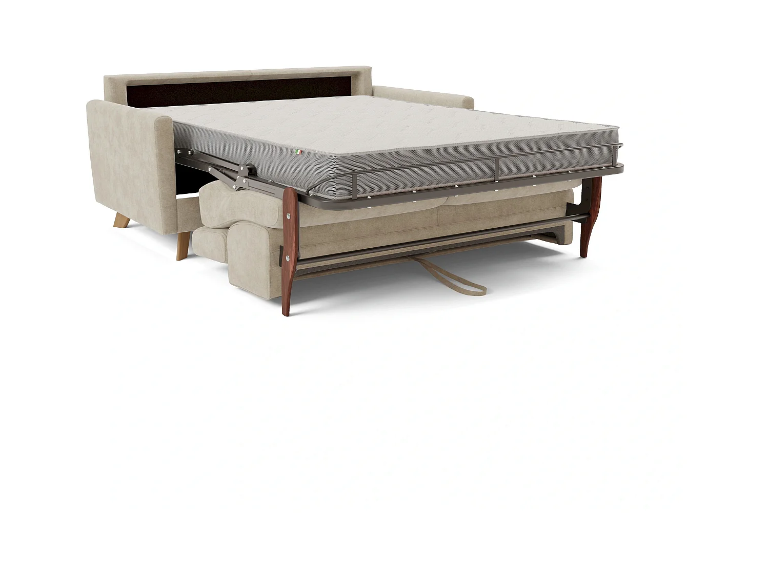 Francy Sofá cama con reposacabezas ajustables 200 cm (mat. 160x197) Crema