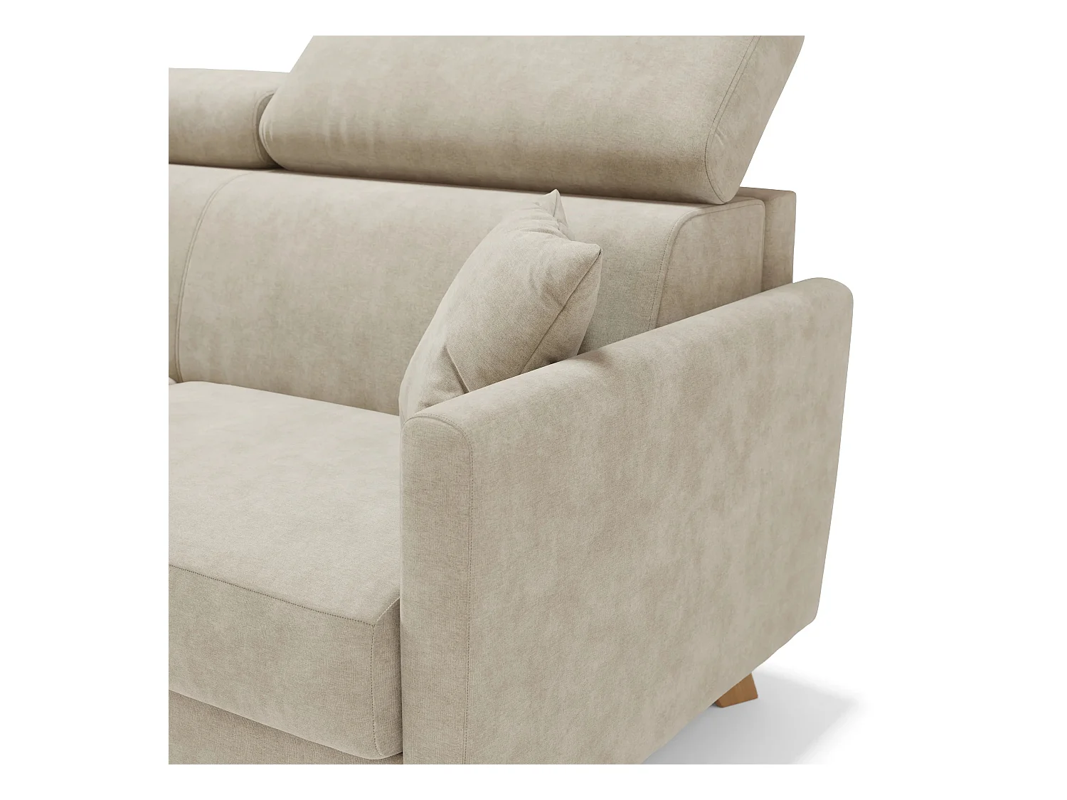 Francy Sofá cama con reposacabezas ajustables 200 cm (mat. 160x197) Crema