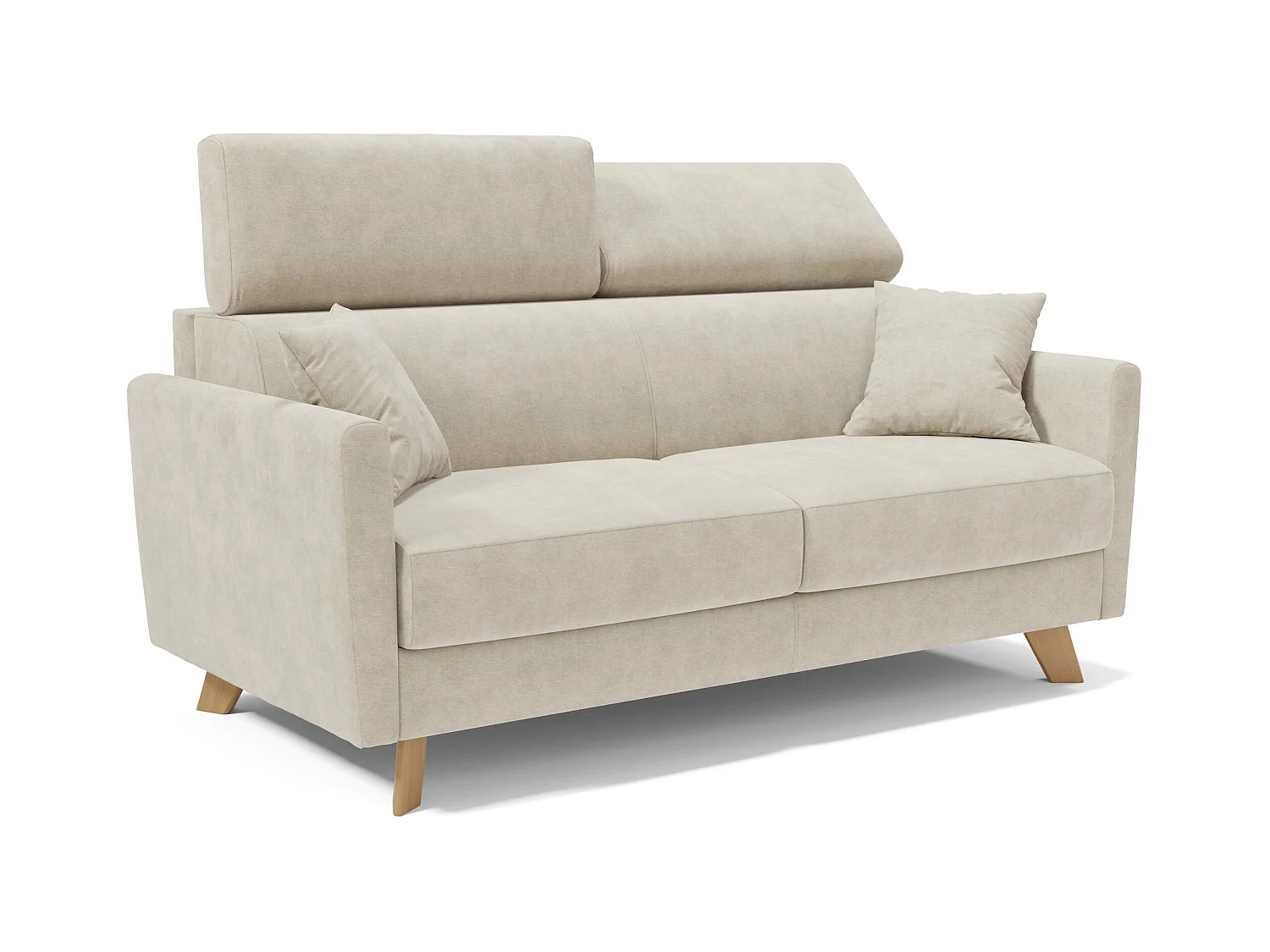 Francy Canapé convertible avec têtières réglables en tissu T17 200 cm (mat. 160x197) Blanc