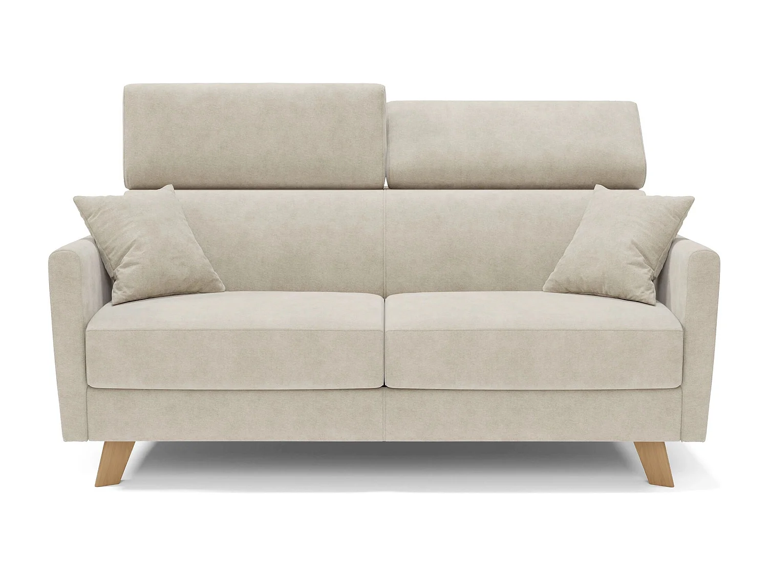 Francy Canapé convertible avec têtières réglables en tissu T17 200 cm (mat. 160x197) Blanc