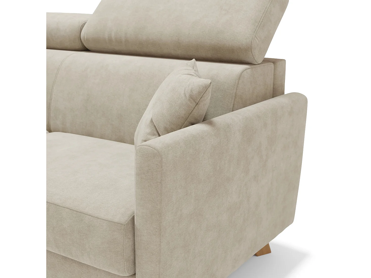 Francy Canapé convertible avec têtières réglables en tissu T17 160 cm (mat. 120x197) Creme