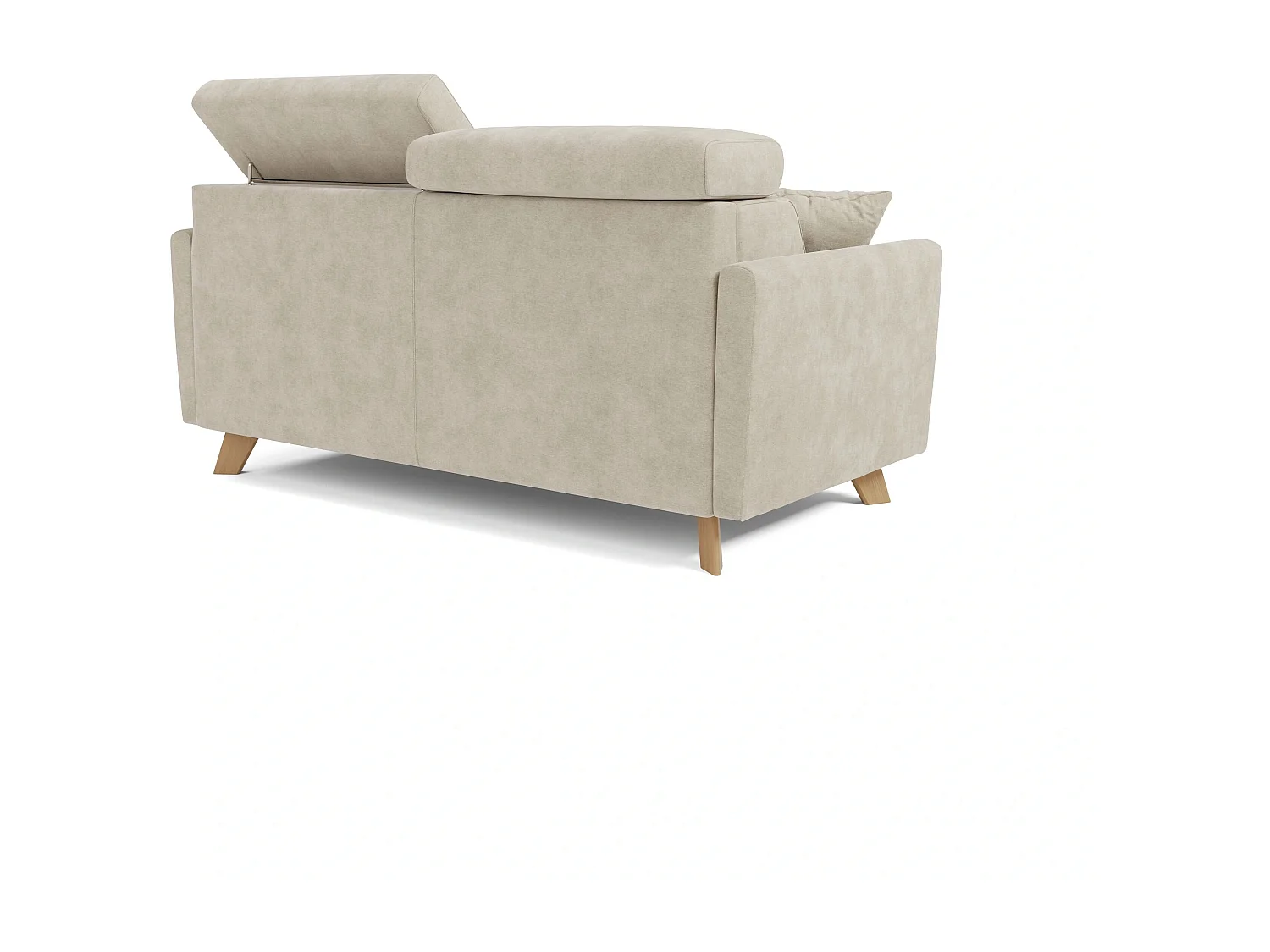 Francy Canapé convertible avec têtières réglables en tissu T17 160 cm (mat. 120x197) Creme