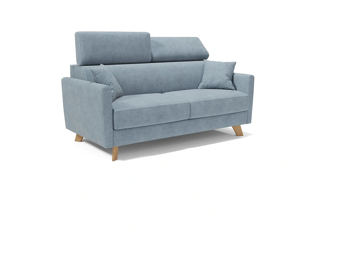 Francy Canapé convertible avec têtières réglables en tissu T17 180 cm (mat. 140x197) Bleu Pastel