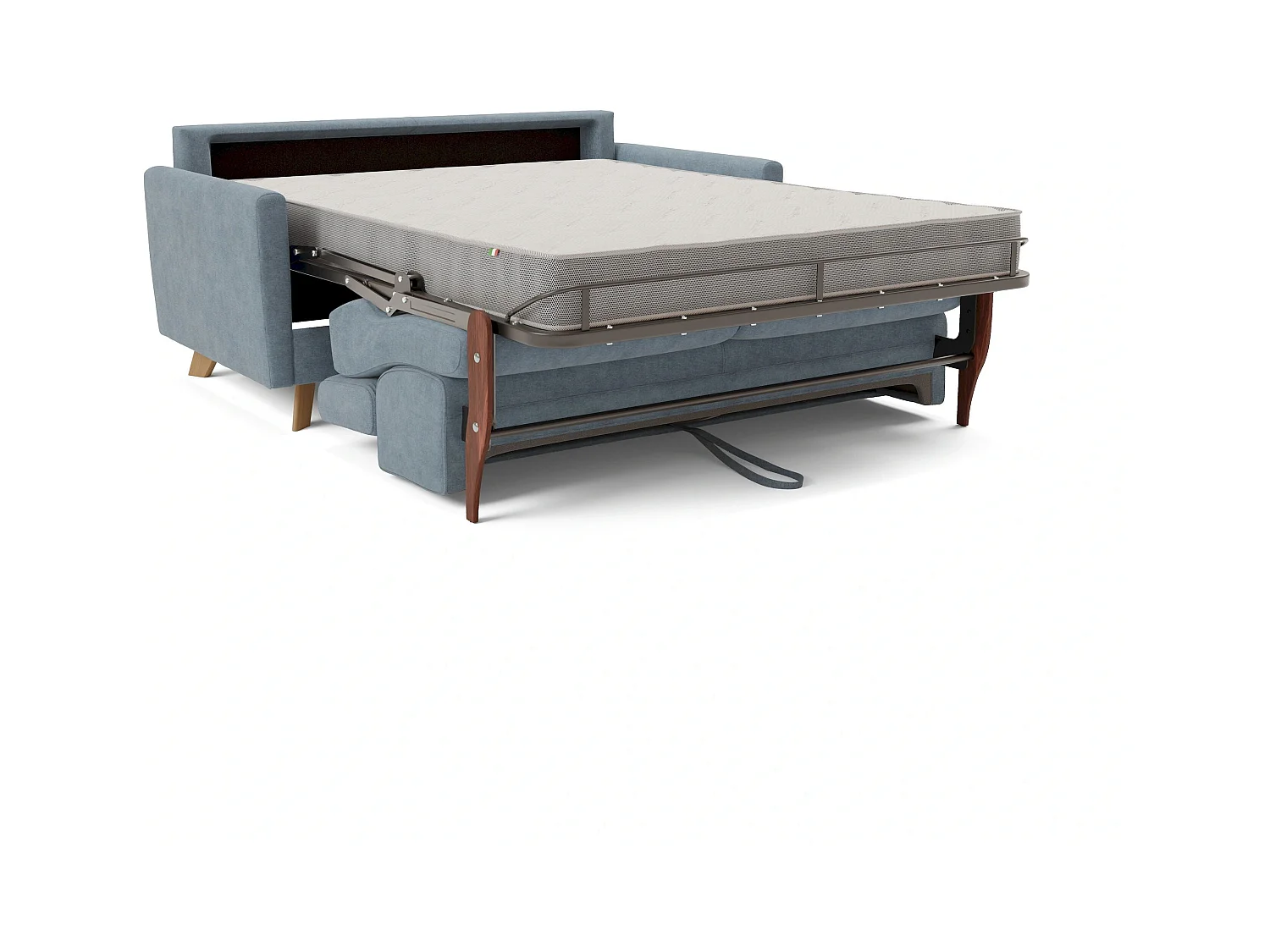 Francy Canapé convertible avec têtières réglables en tissu T17 180 cm (mat. 140x197) Bleu Pastel