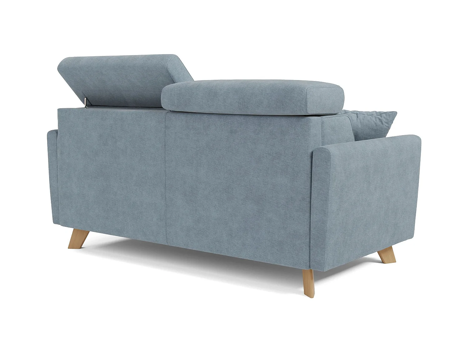 Francy Canapé convertible avec têtières réglables en tissu T17 180 cm (mat. 140x197) Bleu Pastel