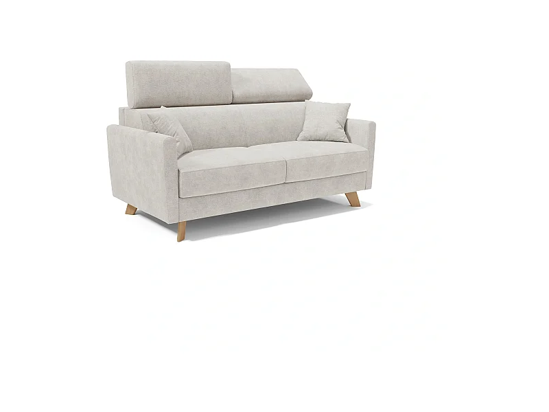 Francy Divano letto matrimoniale con poggiatesta regolabili in tessuto impermeabile e smacchiabile T17 200 cm (mat. 160x197) bianco