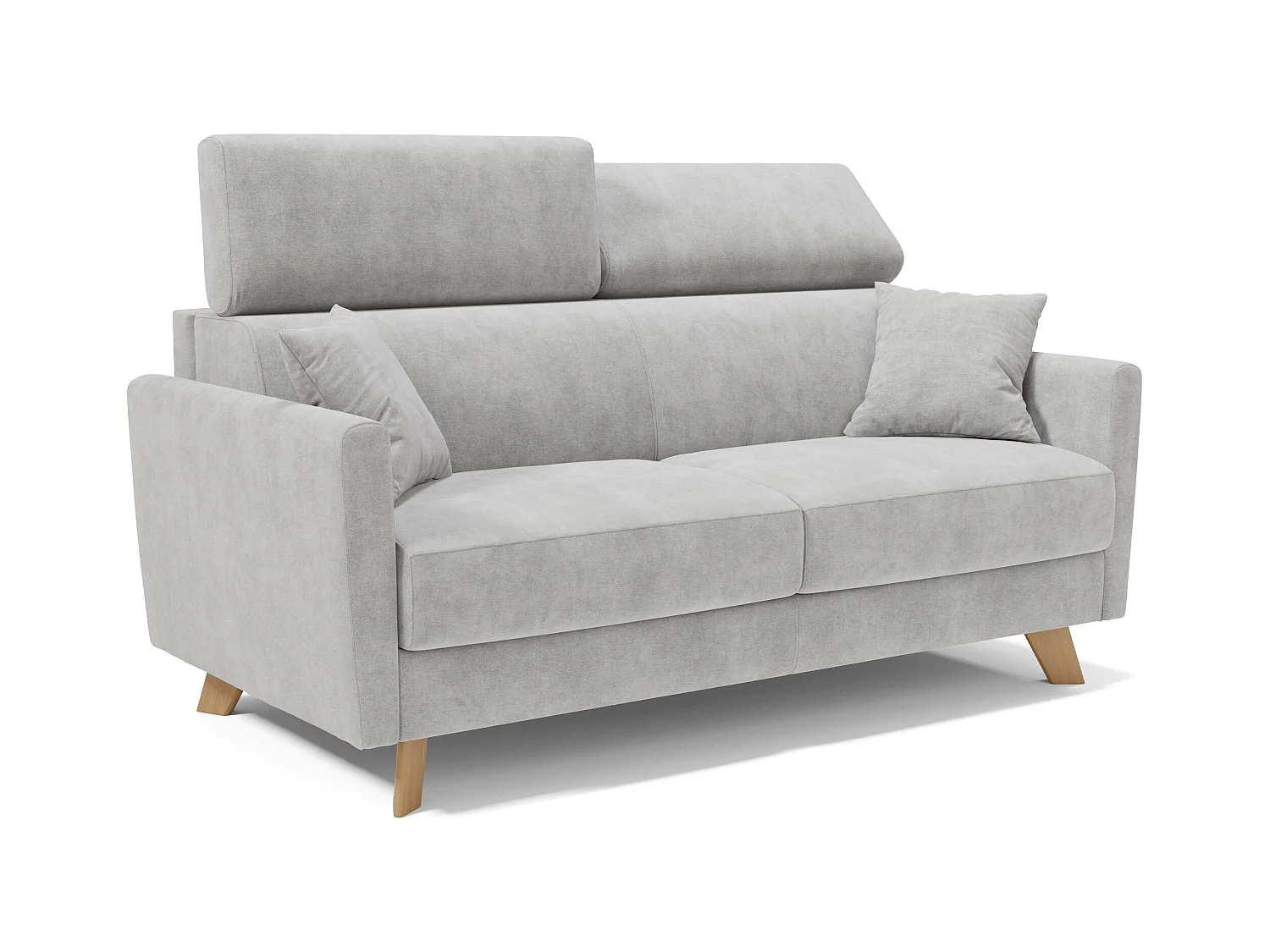 Francy Canapé convertible avec têtières réglables en tissu T17 180 cm (mat. 140x197) Gris