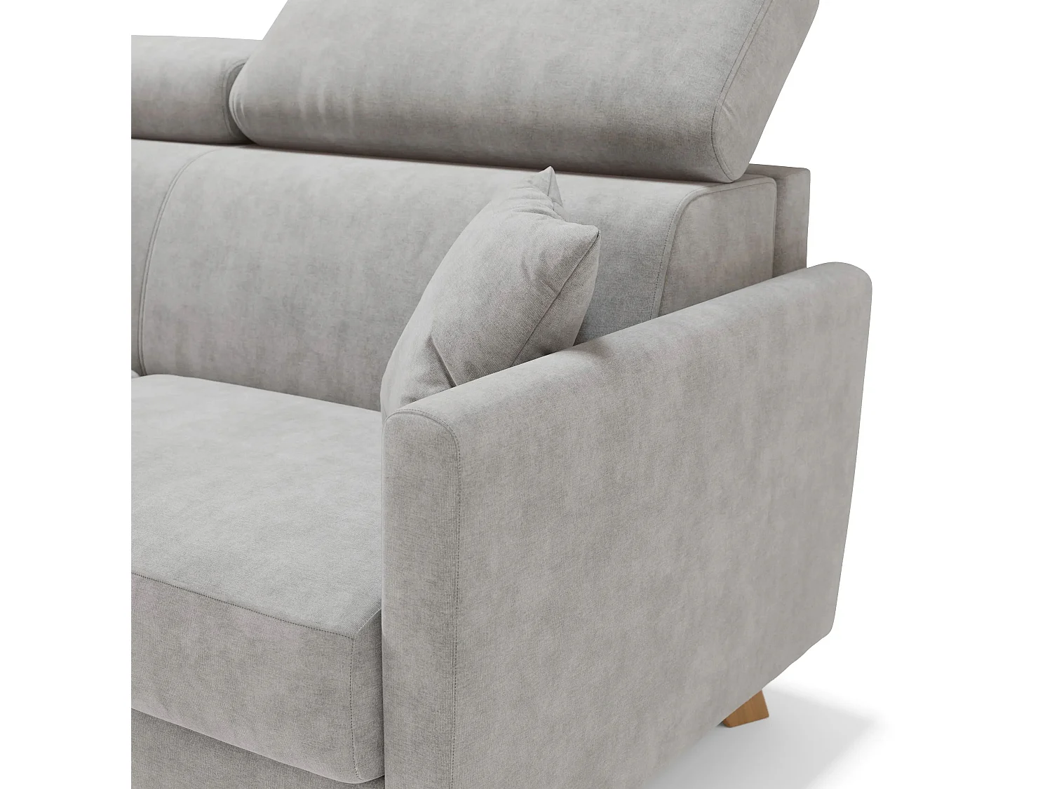 Francy Canapé convertible avec têtières réglables en tissu T17 180 cm (mat. 140x197) Gris