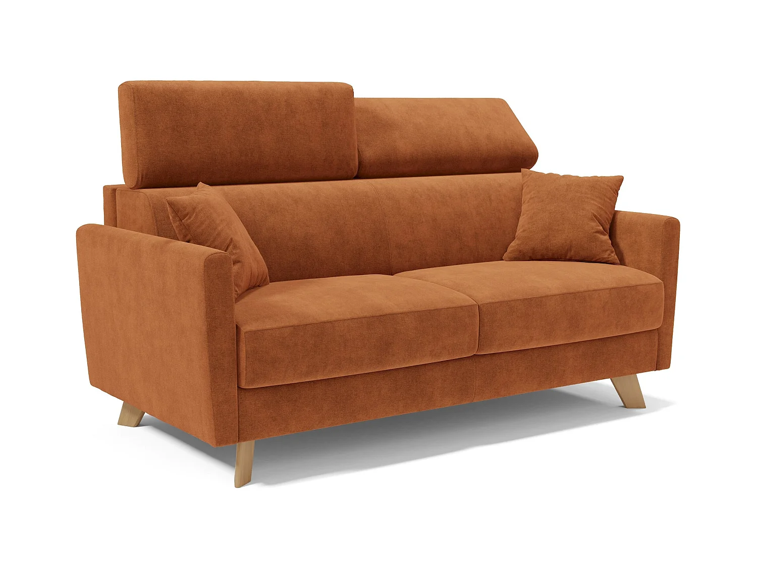 Francy Canapé convertible avec têtières réglables en tissu T17 160 cm (mat. 120x197) Orange