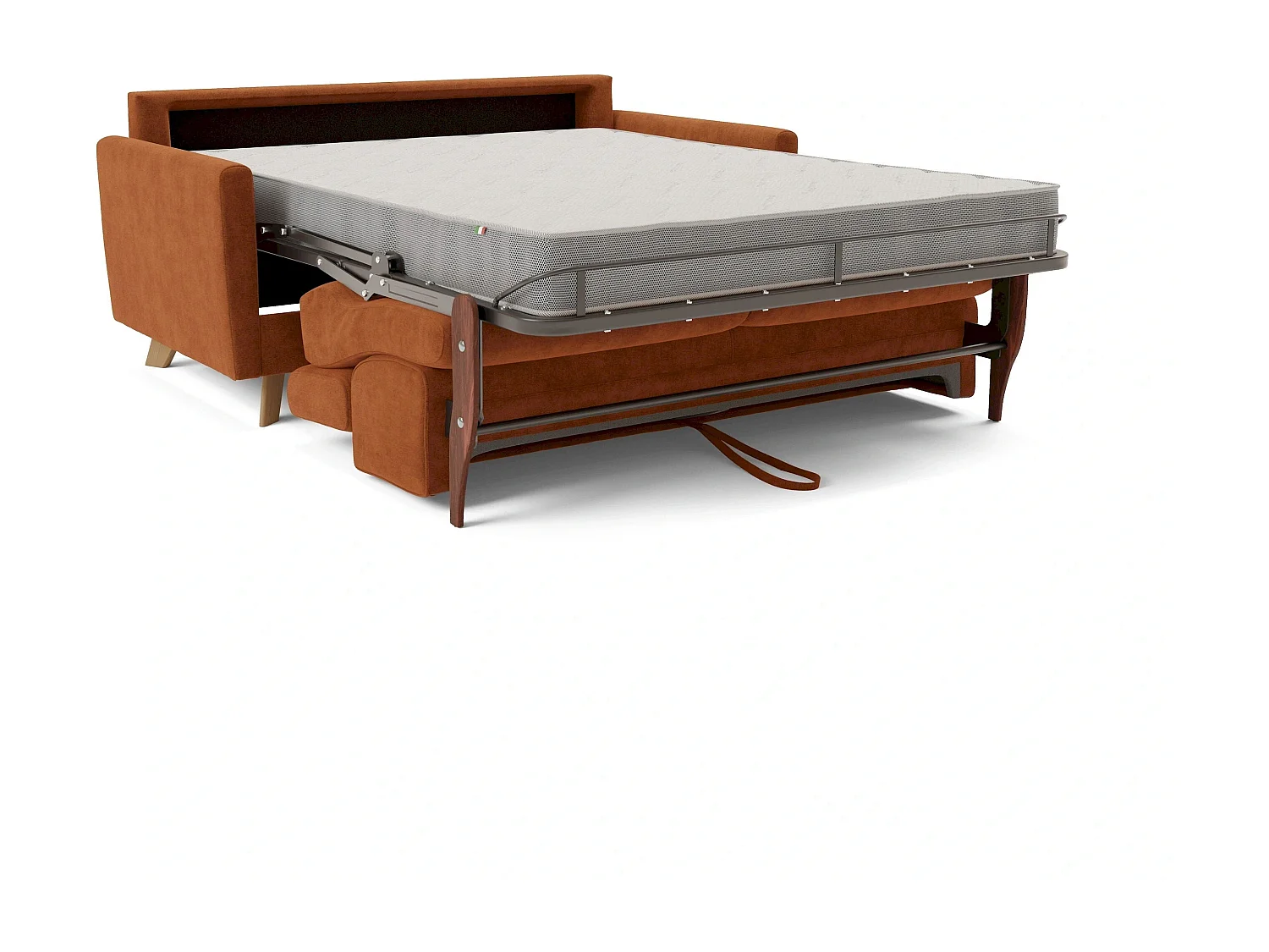 Francy Divano letto matrimoniale con poggiatesta regolabili in tessuto impermeabile e smacchiabile T17 160 cm (mat. 120x197) arancio