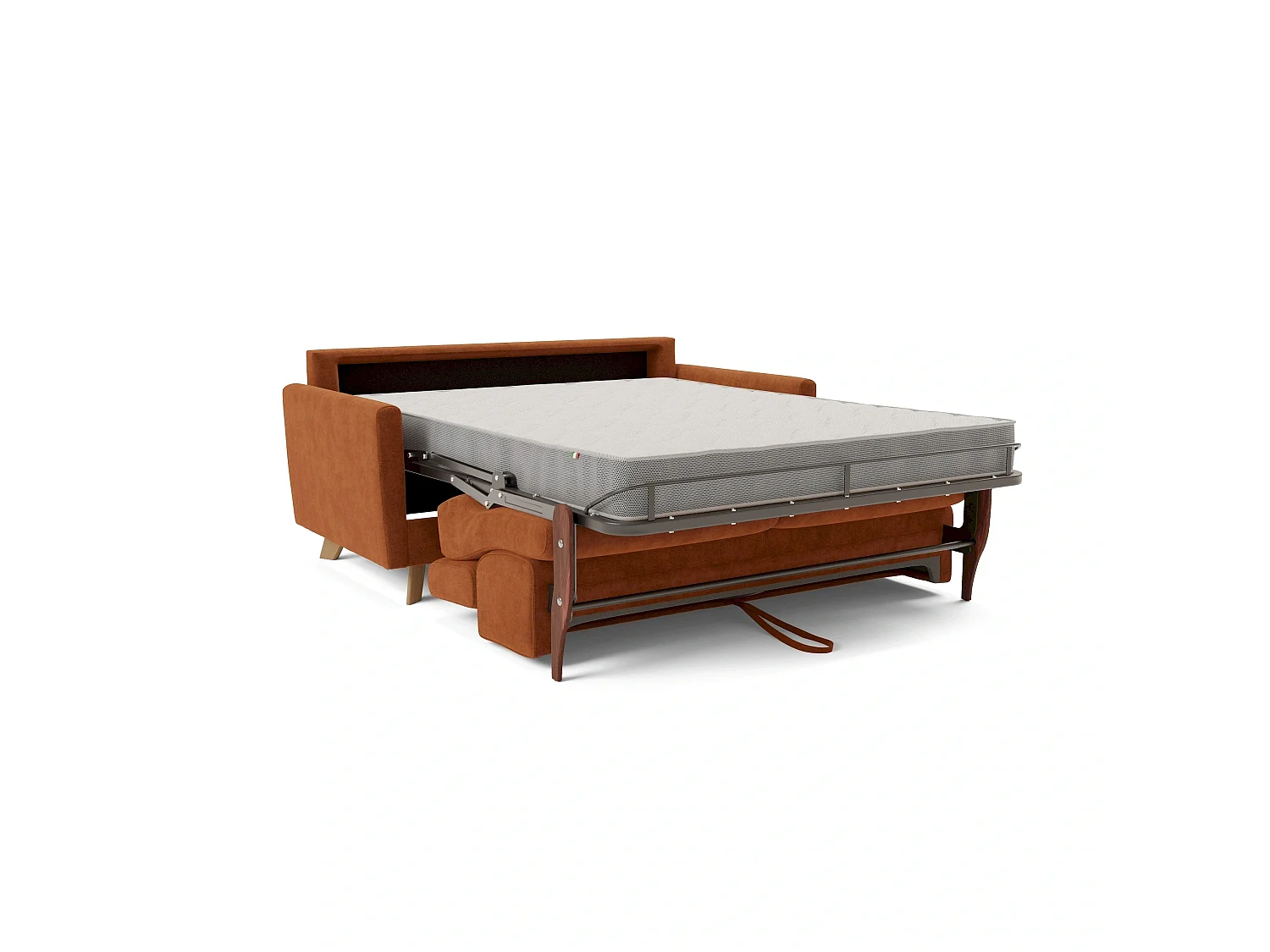 Francy Sofá cama con reposacabezas ajustables 160 cm (mat. 120x197) Naranja