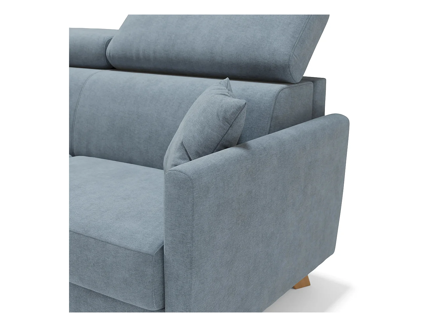 Francy Canapé convertible avec têtières réglables en tissu T17 200 cm (mat. 160x197) Bleu Pastel