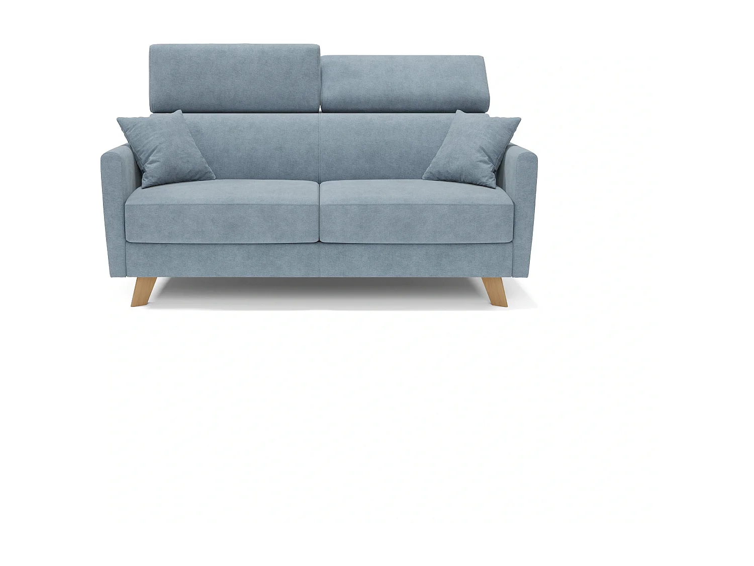 Francy Canapé convertible avec têtières réglables en tissu T17 200 cm (mat. 160x197) Bleu Pastel