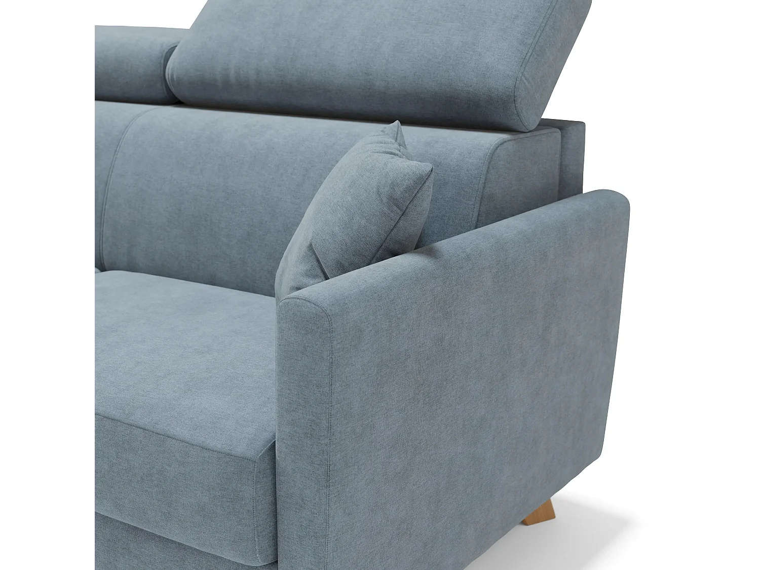 Francy Canapé convertible avec têtières réglables en tissu T17 200 cm (mat. 160x197) Bleu Pastel