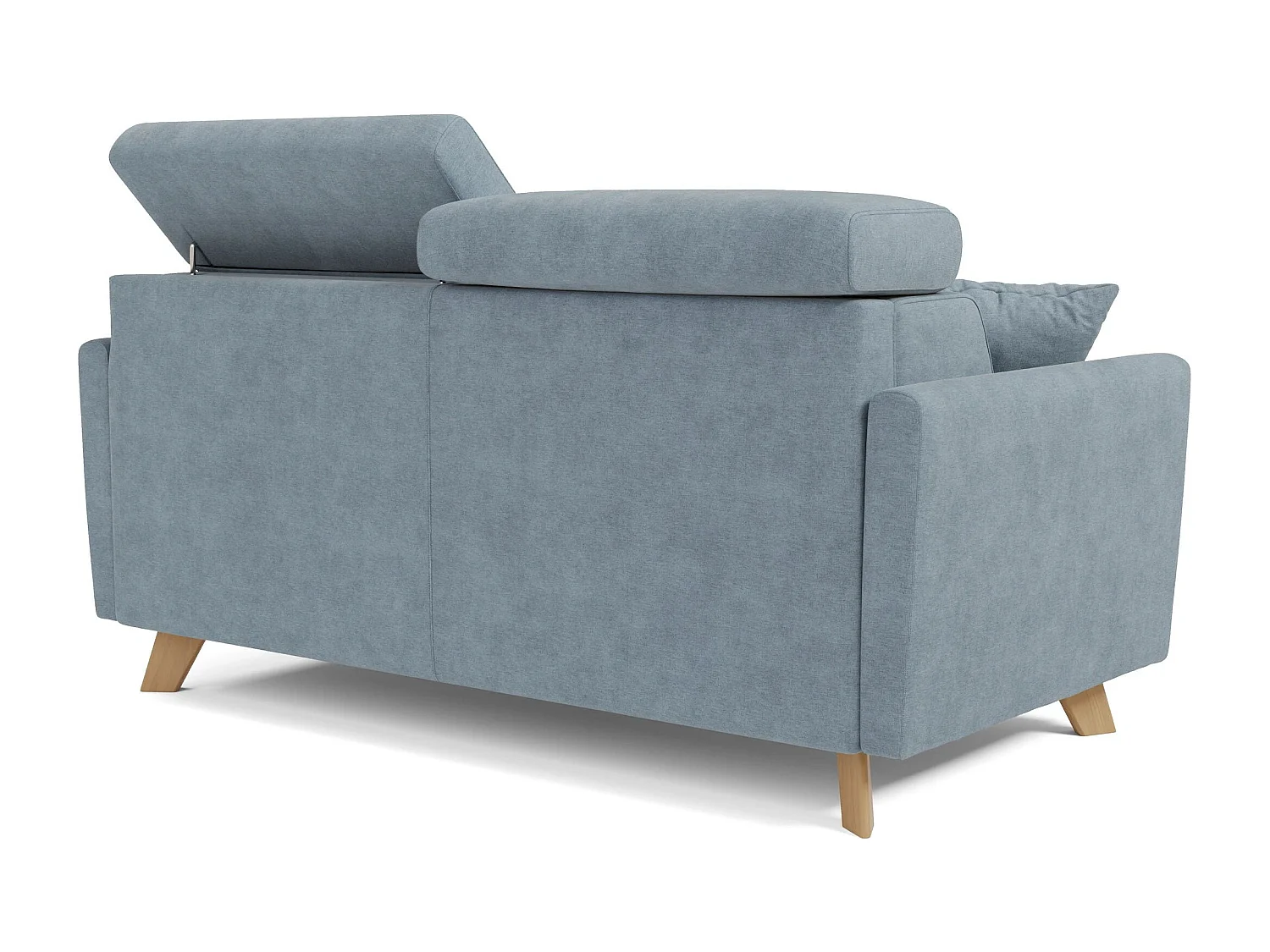 Francy Canapé convertible avec têtières réglables en tissu T17 200 cm (mat. 160x197) Bleu Pastel