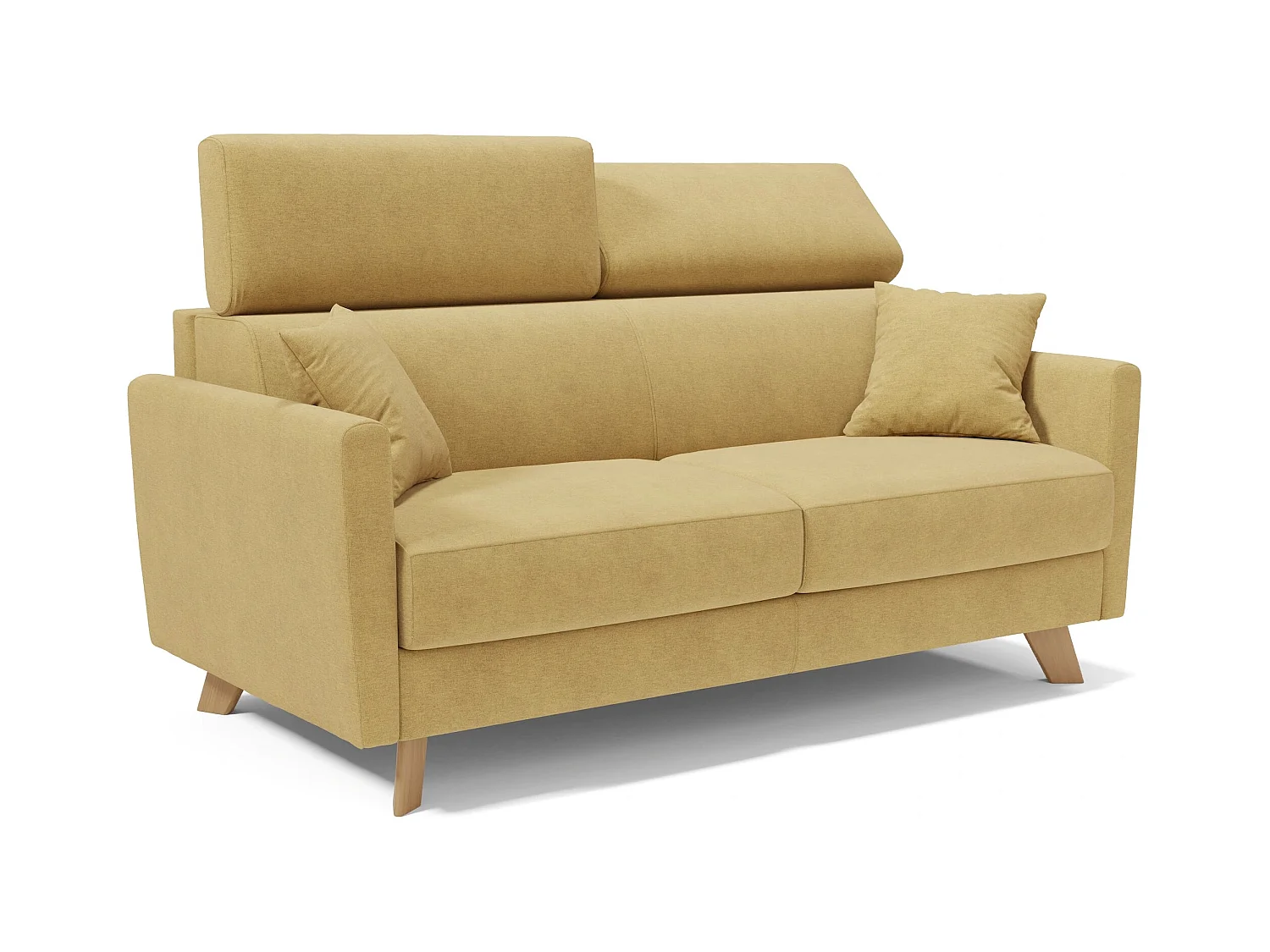 Francy Divano letto matrimoniale con poggiatesta regolabili in tessuto impermeabile e smacchiabile T17 160 cm (mat. 120x197) giallo
