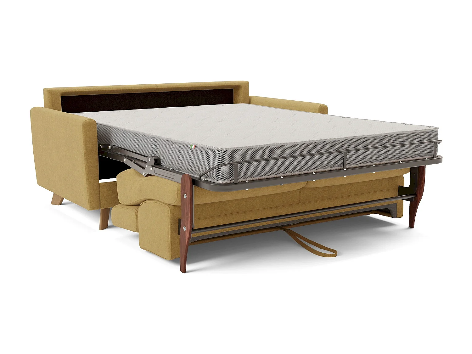 Francy Schlafsofa mit verstellbaren Kopfstützen aus abwaschbarem Stoff T17 160 cm (mat. 120x197) Gelb