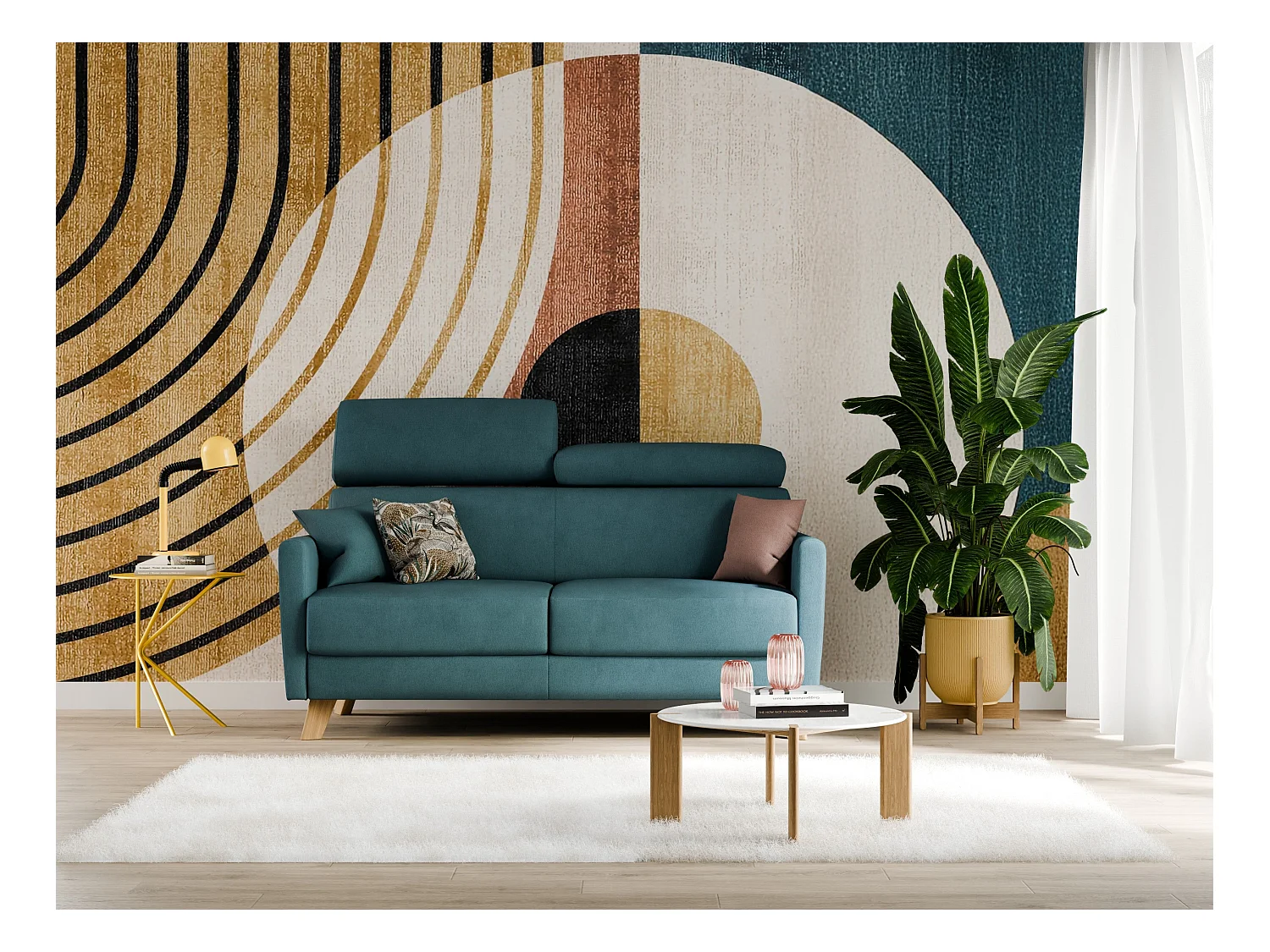 Francy Canapé convertible avec têtières réglables en tissu T17 200 cm (mat. 160x197) Bleu