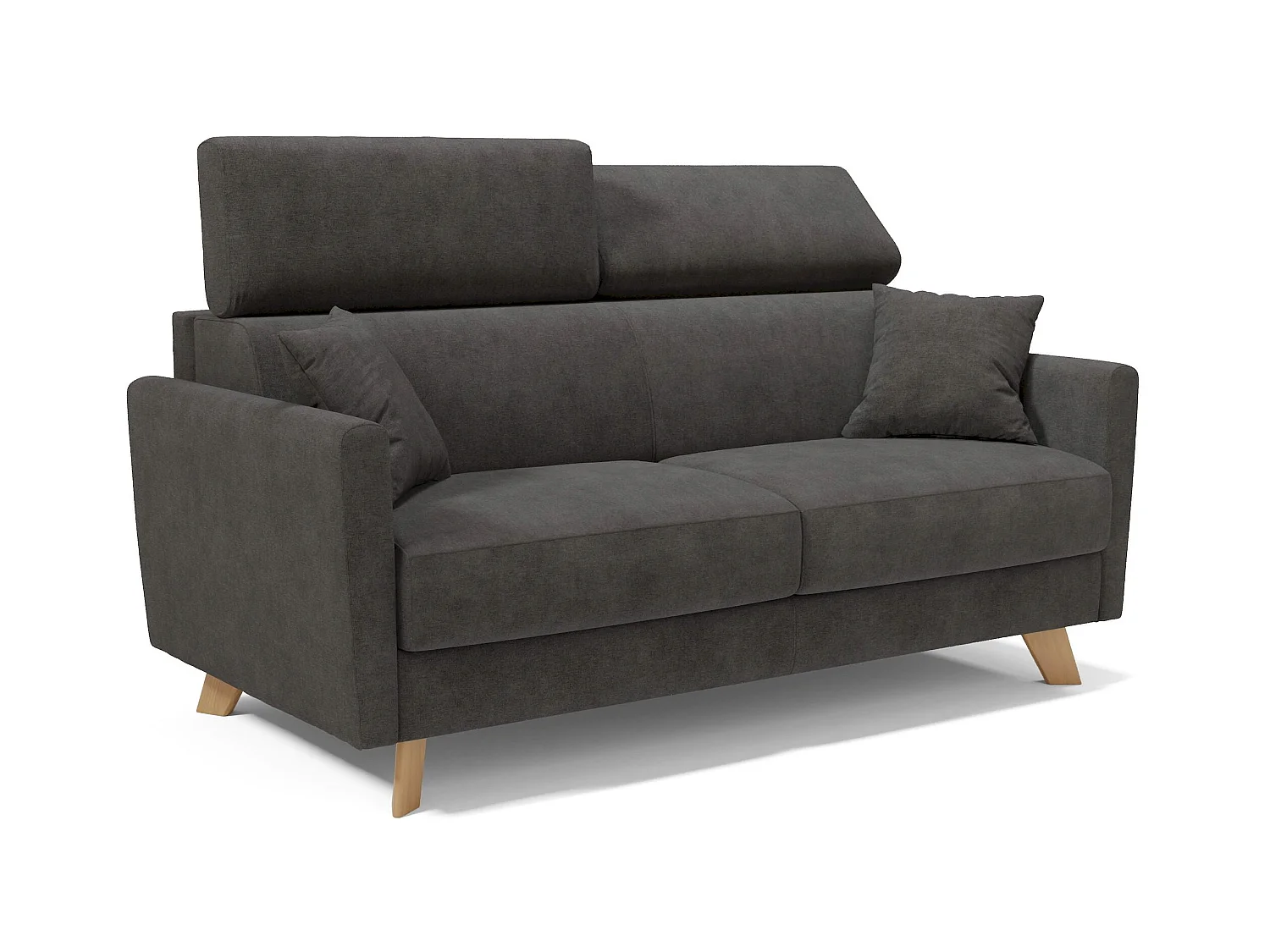 Francy Schlafsofa mit verstellbaren Kopfstützen aus abwaschbarem Stoff T17 160 cm (mat. 120x197) Anthrazit