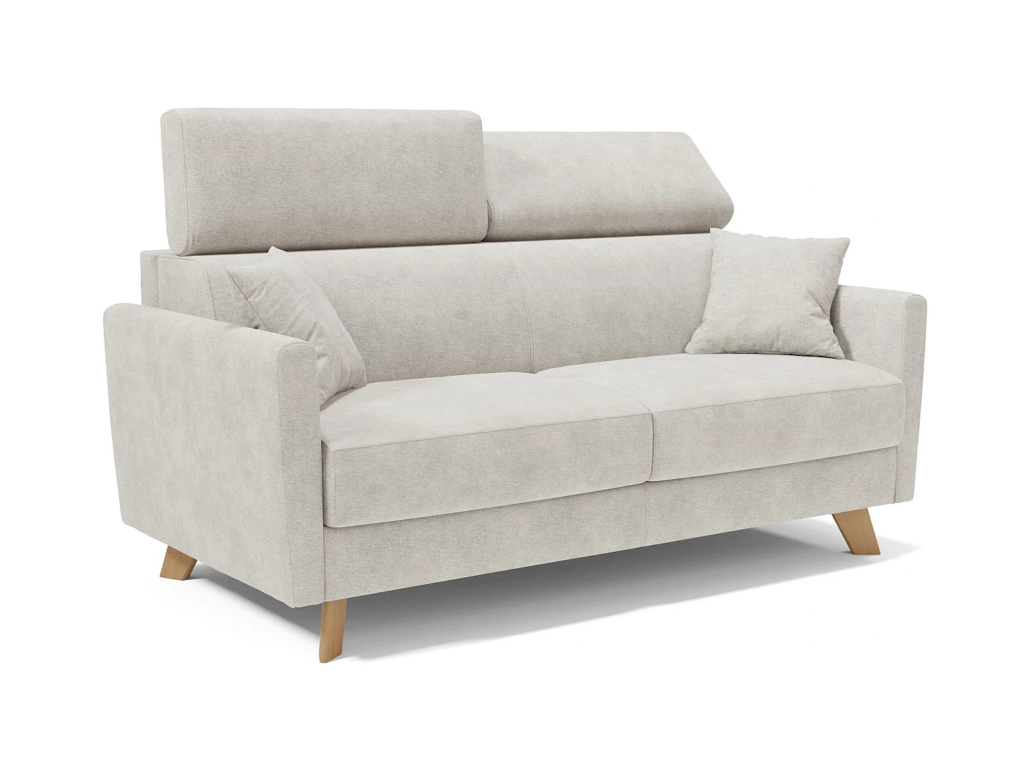 Francy Schlafsofa mit verstellbaren Kopfstützen aus abwaschbarem Stoff T17 180 cm (mat. 140x197) Weiss
