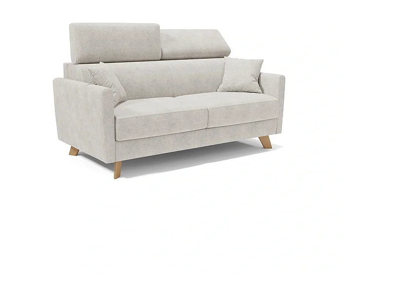 Francy Schlafsofa mit verstellbaren Kopfstützen aus abwaschbarem Stoff T17 180 cm (mat. 140x197) Weiss
