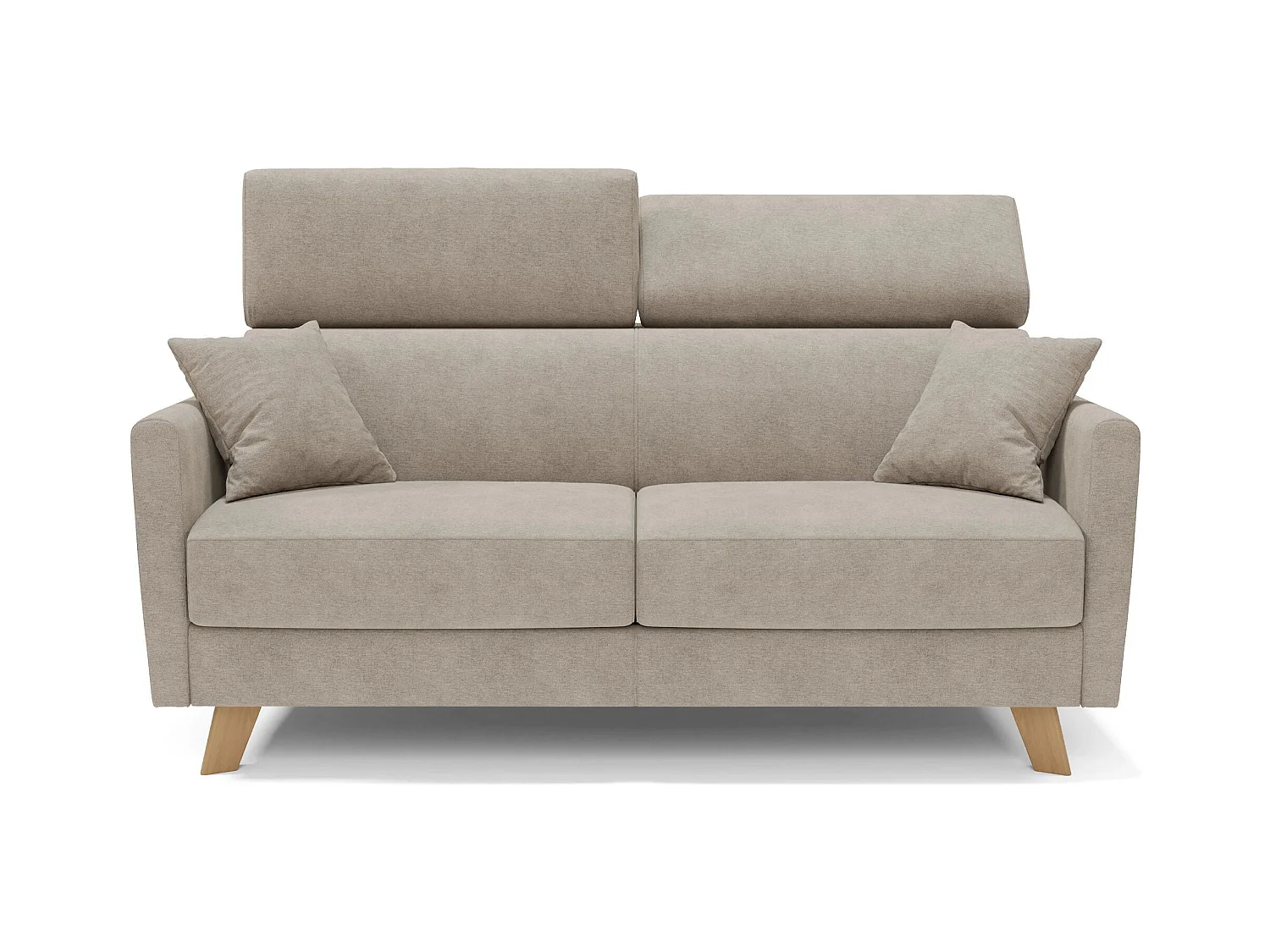 Francy Canapé convertible avec têtières réglables en tissu T17 160 cm (mat. 120x197) Beige