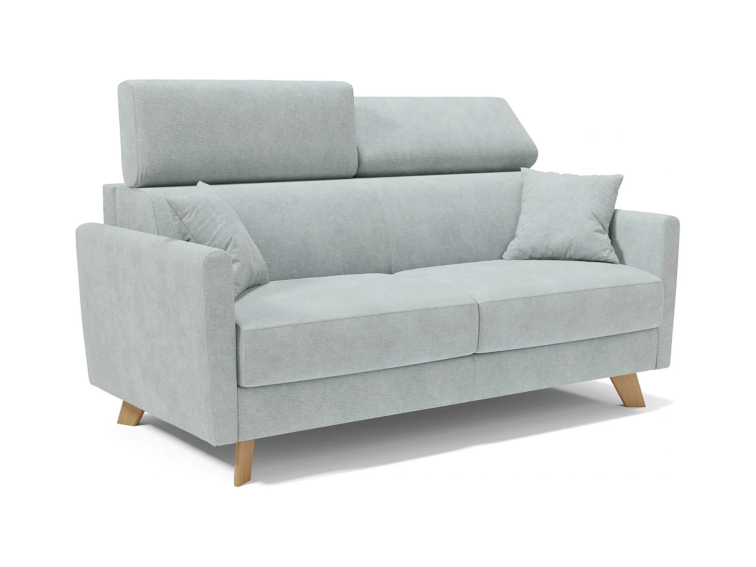Francy Canapé convertible avec têtières réglables en tissu T17 180 cm (mat. 140x197) Vert Clair