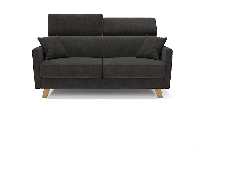Francy Schlafsofa mit verstellbaren Kopfstützen aus abwaschbarem Stoff T17 180 cm (mat. 140x197) Schwarz
