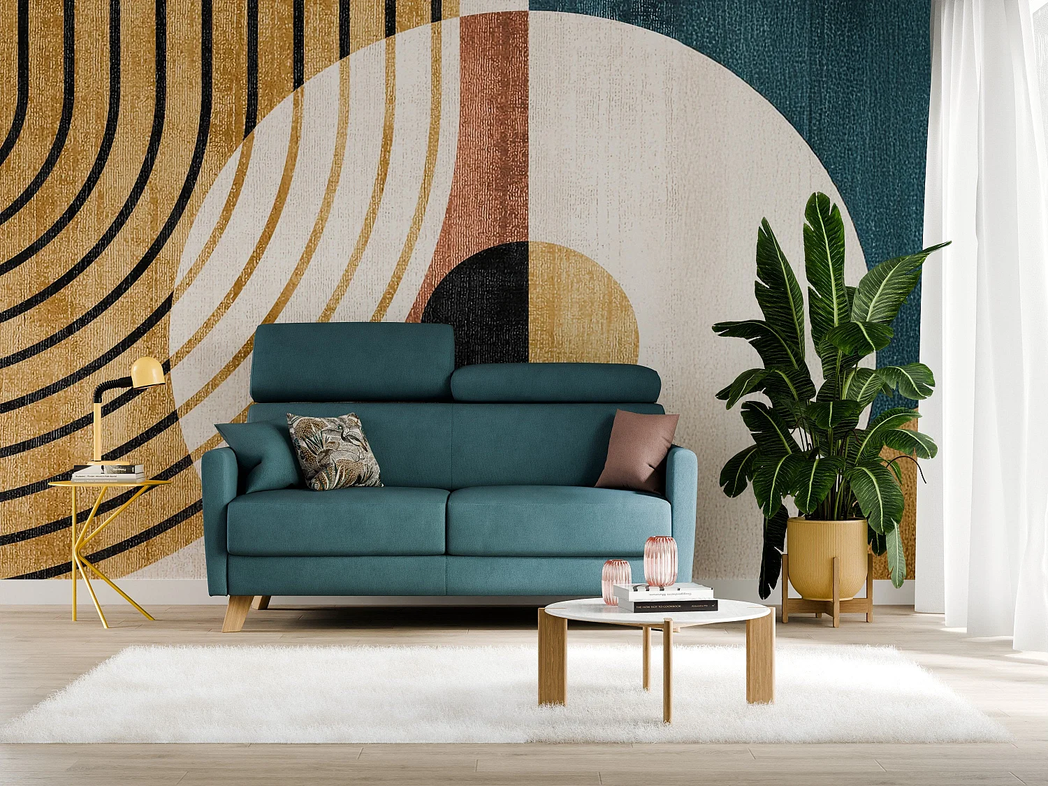 Francy Canapé convertible avec têtières réglables en tissu T17 180 cm (mat. 140x197) Noir