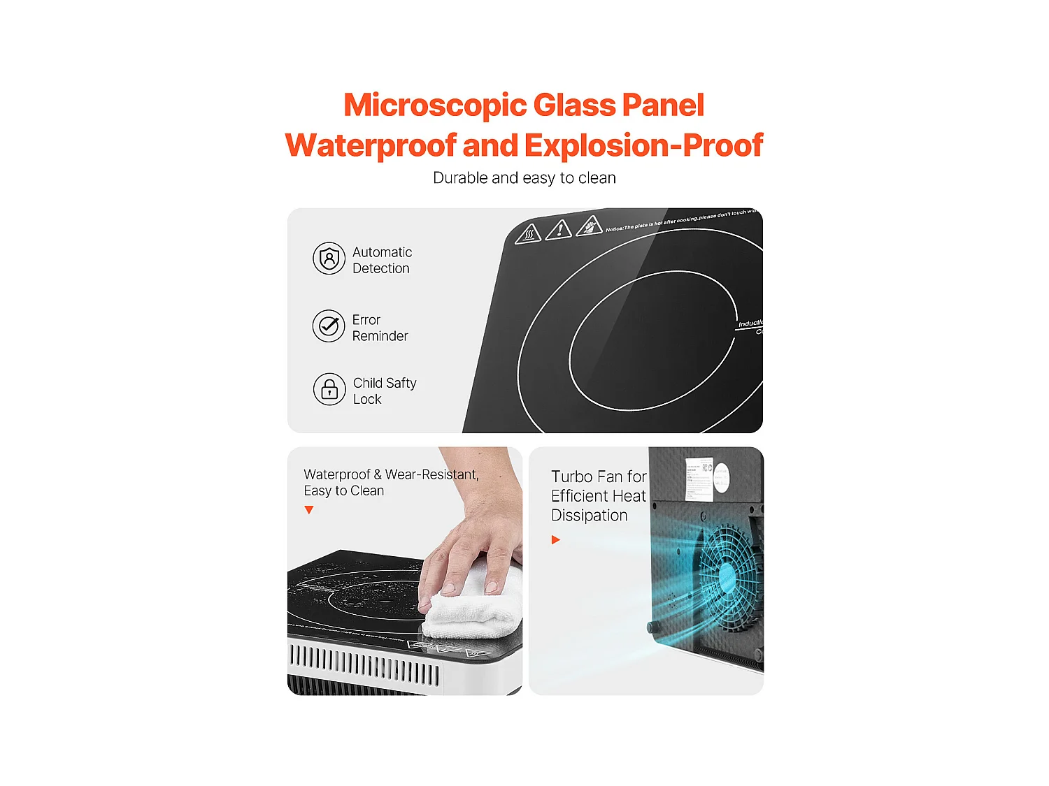 Fornello a Induzione Portatile SucceBuy 2200 W, 9 Regolazioni di Temperatura, Compatto e Versatile, Portatile per la Casa