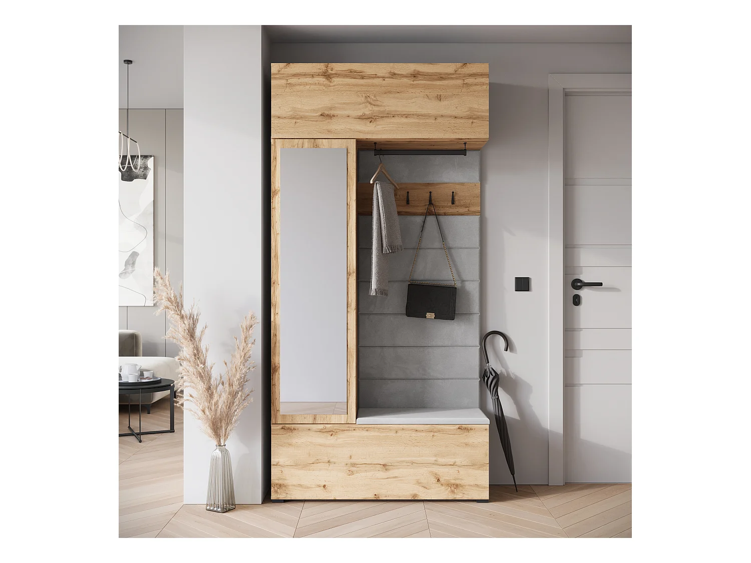 MINIO go for it, armoire TOKAT en chêne wotan / panneaux gris