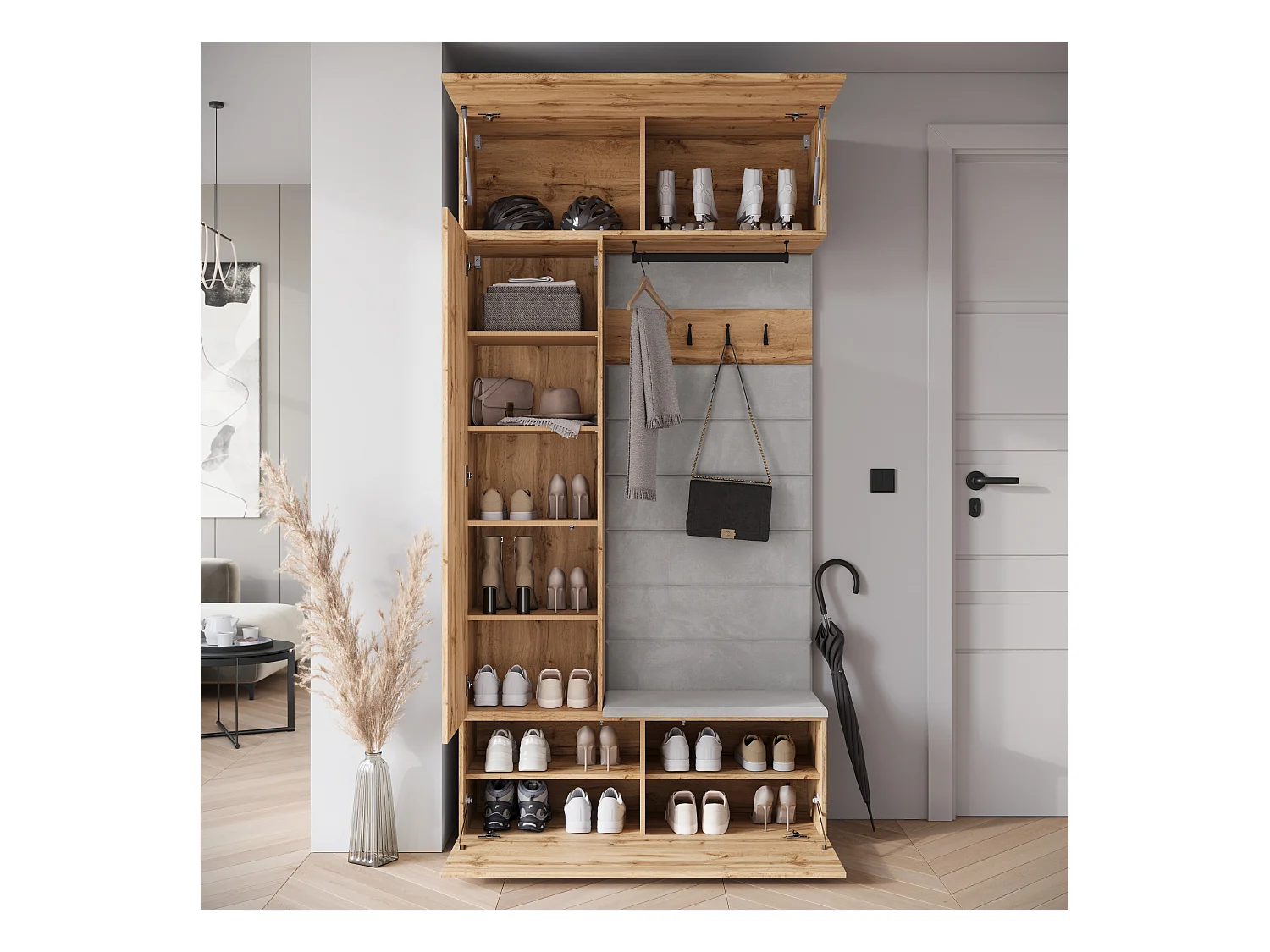 MINIO go for it, armoire TOKAT en chêne wotan / panneaux gris