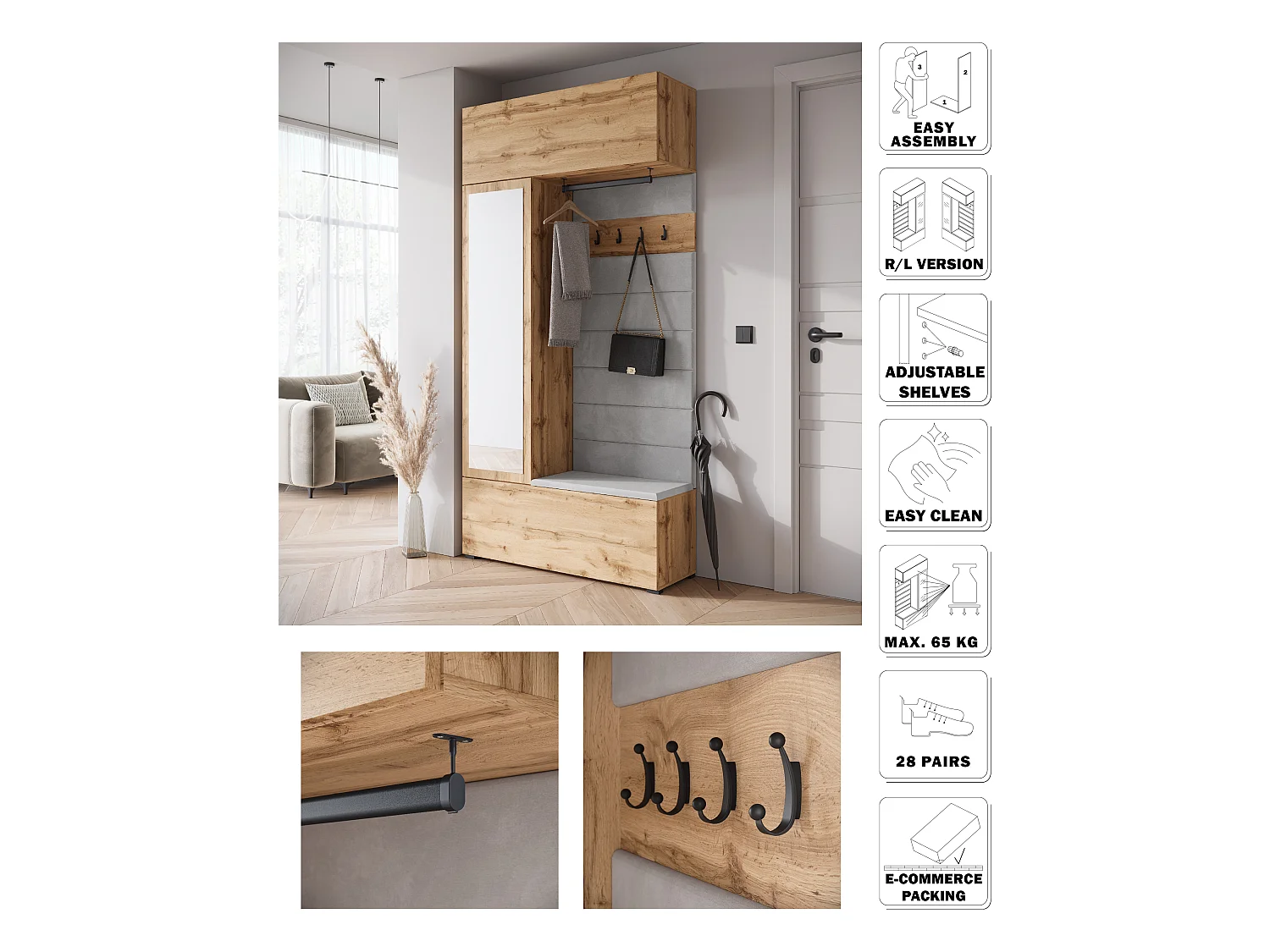 MINIO go for it, armoire TOKAT en chêne wotan / panneaux gris