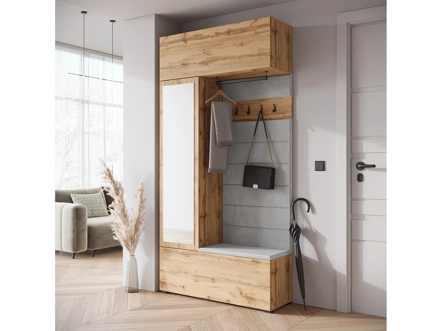 MINIO go for it, armoire TOKAT en chêne wotan / panneaux gris